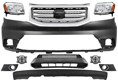 Cubierta de parachoques delantero fascia pintable y conjunto de rejilla para Honda Pilot 2012-2015 Foto 1 de 4