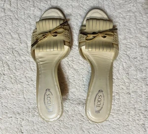 Tod’s Leather Fringe Slide Sandals Size 38 1/2 (Authentic) - Picture 1 of 7