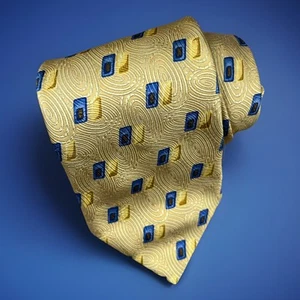 Cravatta Ermenegildo Zegna in seta nuova - gialla e blu geometrica uomo nuova con etichetta - Foto 1 di 12