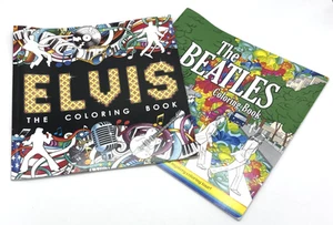 Pair of Adult Coloring Books Elvis & The Beatles Igloobooks Unused Rock N Roll - Picture 1 of 21