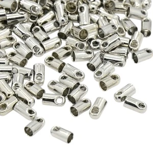 Brass cord ends 2mm hole 5.2X2.8mm end cap 1.2mm loop platinum color nickel free - Picture 1 of 2