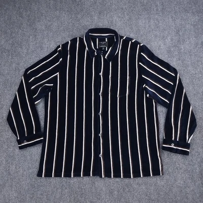 Todd Snyder Shirt Mens 2XL Blue Brown White Velour Stripe Button Up Soft Blend - Image 1 of 4