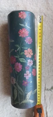 Ancienne gourde thermos bouillotte en fer décorée - Photo 1/4