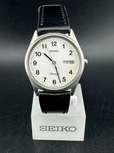 Seiko Chronos Herren Silber Day Date Eng/Kanji 33mm Quarz Uhr 5H23-7D40 von 1990 - Bild 1 von 13