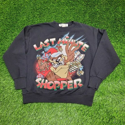 复古 1997 年 Tazmanian Devil 卫衣女式 XL 22x25 黑色 — 第 1/4 张图片