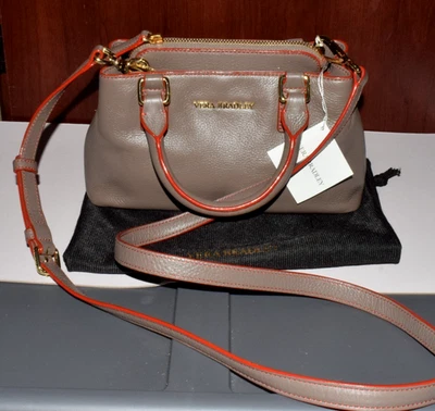 Mini Bandolera Vera Bradley Emma Cuero Correa Extraíble Cremallera Magnética Rojo Topo Foto 1 de 4