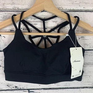 Animas Black Sports Bra Criss Cross Back Medium Support 🆕 [Size Small] NWT - Picture 1 of 7