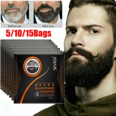 Champú negro tinte para barba para hombre ennegrecimiento instantáneo barba bigote tinte crema Foto 1 de 4