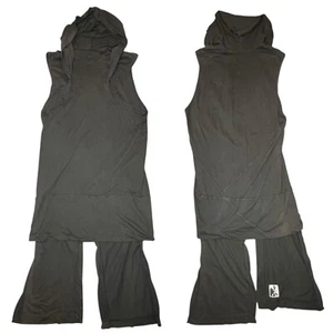 RICK OWENS DRKSHDW Black Cotton Distressed Hooded Sleeveless Dress Sz S - Picture 1 of 10