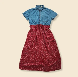 Vintage 90s Bobbie Brooks Womens Floral Blue & Red 1/2 Denim Size XL - Picture 1 of 6