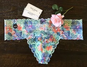 GILLY HICKS by Abercrombie Hollister HÖSCHEN Tanga Blumen Spitze Blau XS / S Neu mit Etikett - Bild 1 von 4