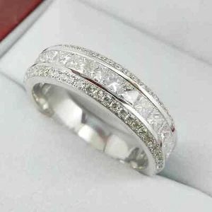 Men's 2.20Ct Lab Created Diamond Wedding Pinky Ring Band In 925 Sterling Silver - Picture 1 of 7