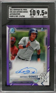 Antonio Gomez 2021 Bowman Chrome Purple Refractor /250 SGC 9.5 AUTO 10 - Picture 1 of 2