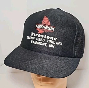 Vintage Firestone Firehawk Mesh Trucker Snapback Mütze Kappe Reifen Werbung MN - Bild 1 von 6