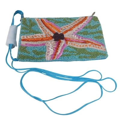 Bamboo Trading Co. Beaded Crossbody Bag StarFish Beach Shoulder Strap #D-25 - Image 1 of 4