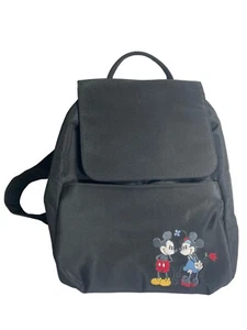 Disney Store Mickey & Minnie Embroidered Black Backpack Small 12x10x6.5 Adjust - Picture 1 of 12
