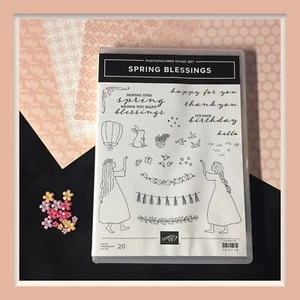 Stampin Up! Juego de estampillas de bendiciones de primavera y baratijas DSP y flores #290 - Imagen 1 de 14
