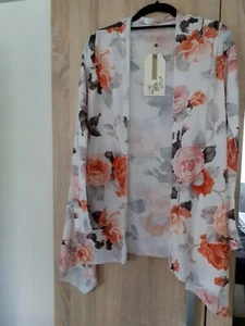 Size 10 Miso Orange Floral Kimono Style Long Sleeve Lightweight. Worth£20 - Picture 1 of 7