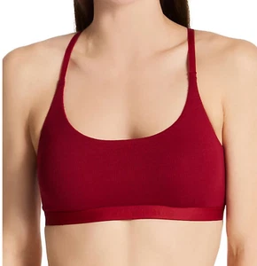 CALVIN KLEIN Pure Ribbed Unlined Bralette sz S Small Rebellious Red - Picture 1 of 5