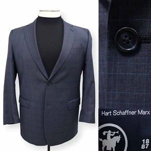 HART SCHAFFNER MARX Hombre Azul Cuadros Lana Deporte Abrigo Traje Chaqueta Blazer 46 L - Imagen 1 de 17