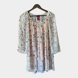Top V Christina para mujer medio fluido manga campana en capas rosa azul boho hada - Imagen 1 de 9