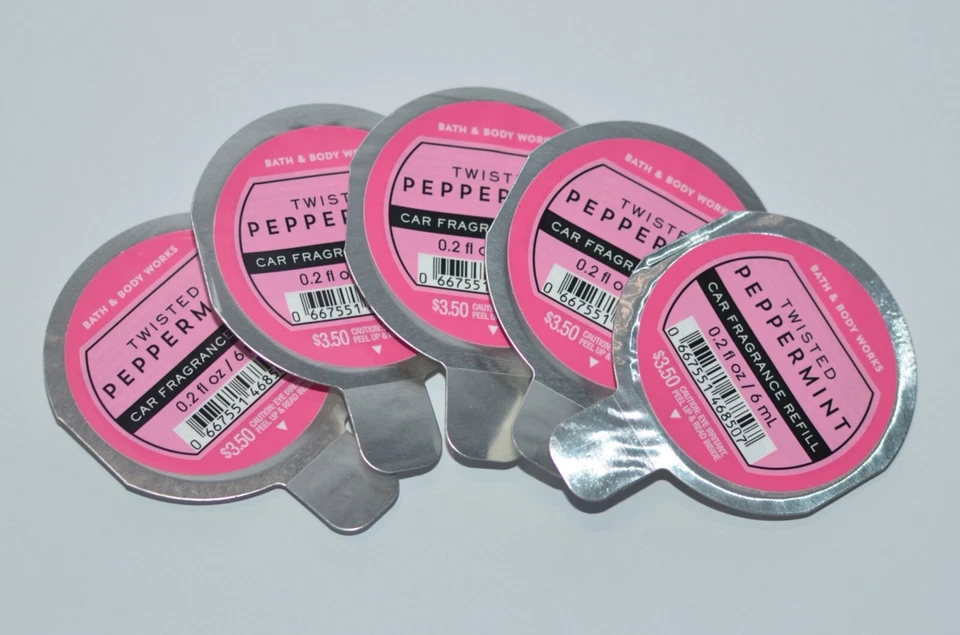 Bath & Body Works Twisted Peppermint Scentportable Car Fragrance Refills X5