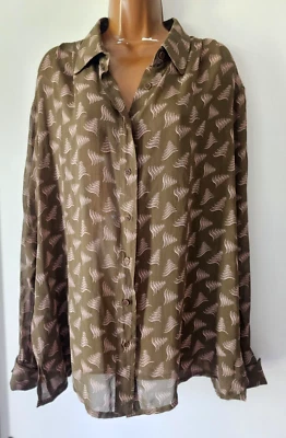 Blusa abotonada Anne Klein II para mujer con estampado 100 % seda talla 16 Foto 1 de 4