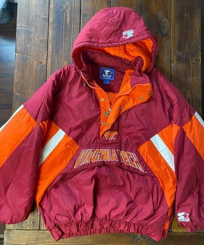 Vintage Virginia Tech Starter Jacket 90s 3/4 Zip Size XL NCAA ACC VERY NICE Cover