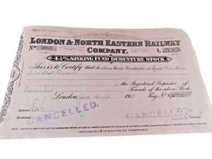 LNER London North East Railway Share Certificate 1931 Fylde Water Blackpool - Bild 1 von 7