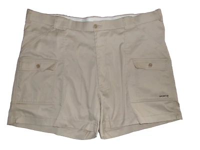 Shorts masculinos Sportif cáqui tamanho 46 x 5,5" em excelente estado usado elástico, carga, pesca de barco - Imagem 1 de 4