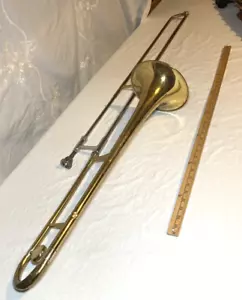 Instrumento musical trombón de latón vintage YORK - Imagen 1 de 12