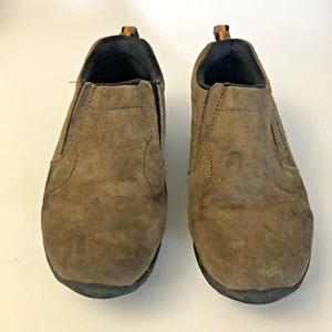 Merrell Jungle Mini Moc Kids 5.5 Classic Taupe Tan Suede Leather Slip on Shoes - Picture 1 of 10