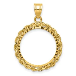 1908-1929 US $2.50 Indian Quarter Eagle Prong Set D/C Rope Coin Bezel 14k Gold - Picture 1 of 6