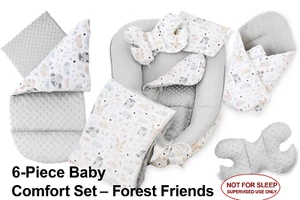 6-Piece Baby Comfort Set – Forest Friends/Grey Dots – Soft & Reversible Gift Set - Picture 1 of 1