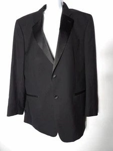 Geoffrey Beene 44L Blazer Sport Coat Black Wool Single Breasted Double Button - Picture 1 of 16
