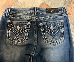MISS ME SIGNATURE JEANS WOMENS 29 BLUE DENIM CHLOE STUDS LOW RISE 29X33 - Picture 1 of 12
