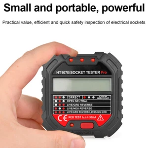 Professional Socket Tester RCD Leakage Switch Detector Tool LCD Screen US EU UK - Picture 1 of 12