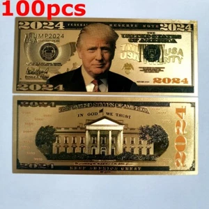 100PCS 2024 President Colorized Dollar Bill Gold Foil Banknote - Picture 1 of 3