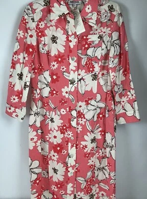 Vestido Kasper Mujer Talla 6 Lino Rosa Floral Abotonado Verano Midi Foto 1 de 4