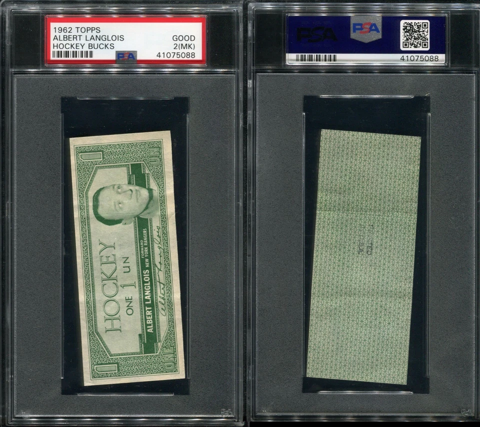 1962 TOPPS HOCKEY BUCKS ALBERT LANGLOIS PSA 2 MK (5088)   - Image 1 of 1