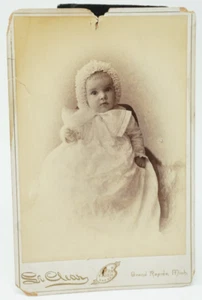 Antike viktorianische Schrankkarte Kind Baby Kleid Mütze Mode 1800er Michigan - Bild 1 von 2