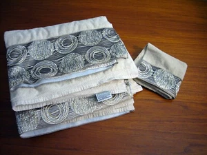 AVANTI GALAXY LINEN CIRCLES JACQUARD 3 pc 1 FINGERTIP 2 BATH TOWEL SET - Picture 1 of 5