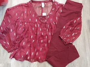 NWT Justice Girls Outfit Mesh top w/built in cami & Leggings Size 12 (B6) - Picture 1 of 6
