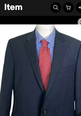 Chaqueta de traje negra grande (larga) Chaps Ralph Lauren/36w30L negra a rayas... Foto 1 de 4