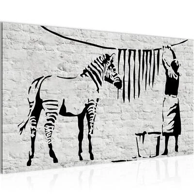 Wandbilder Wohnzimmer Washing Zebra Banksy Schlafzimmer Bild Modern Deko - Bild 1 von 4