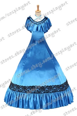 Mujeres Victoriano Gótico Brocado Encaje Baile de graduación Vestido Southern Belle Fiesta Foto 1 de 4