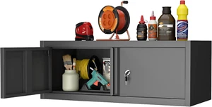 Metal Wall Cabinet, Garage Storage Cabinet, Wall Mounted Storage Cabinet with Do - Picture 1 of 7