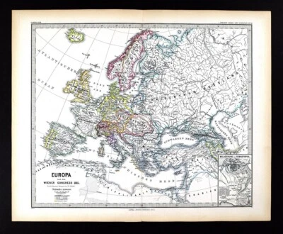 Mapa Spruner 1880 Europa Congreso Viena 1815 - Sitio de Sebastopol Crimea Foto 1 de 4