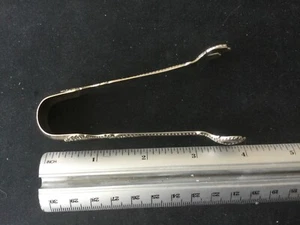 Vintage Signed Sterling Silver Sugar Cube Ice Claw Tongs, 4” w/ Monogram “C” - Picture 1 of 5