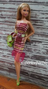 FOX WOLF DESIGN - PRETTY PLAID Barbie Model Muse Dress - Picture 1 of 6
